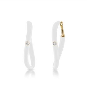 Stephanie Gottlieb Wavy Enamel Hoops in White